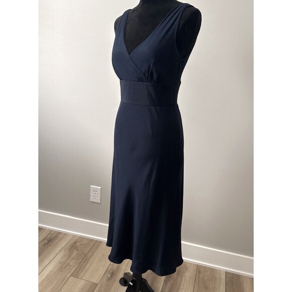 J. Crew Womens VTG 90s Y2K 100% Silk Sophia Midi Dress 6 Midnight Blue Classy - Picture 1 of 14